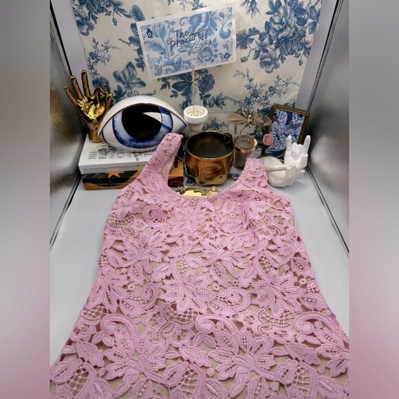 🆕 SELF PORTRAIT 🧿 NWOT Floral Lace Mini Shift Dress, Sz US 2 / UK 6 - Picture 2 of 16